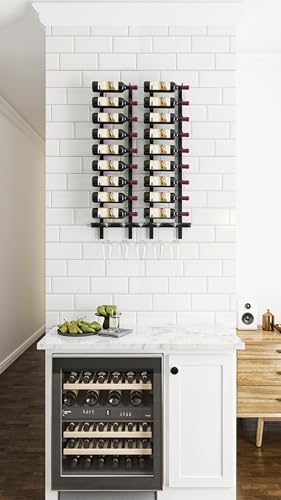 W Series Luxe Wine Rack 3 - Single Depth, Metal Wall Mounted Wine Rack - Modern, Easy Access Wine Storage - Space Saving Wine Rack with 9 Bottle Storage Capacity - (Chrome Luxe) - view 4