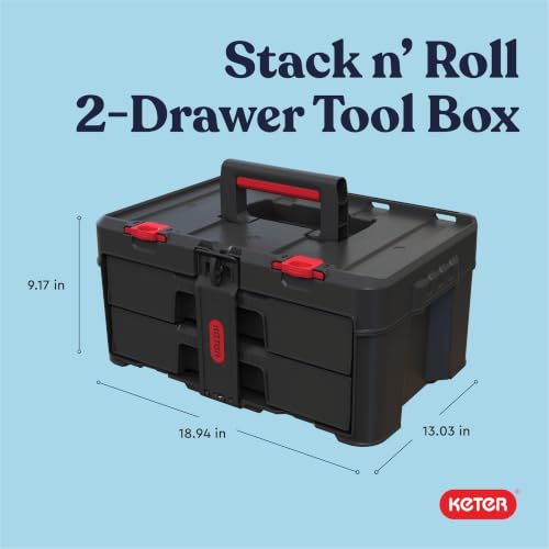 Stack-n-Roll Two Drawer Tool Box for Small Parts and Power Tool Accessories, Fits Modular Tool Storage System - view 2