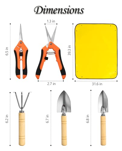Plant Repotting Mat, 5Pcs Succulent Tools Mini Garden Small Gardening Tools Indoor, Pruning Shear Gardening Scissor, Hand kit for Bonsai, Cactus, Fairy, Houseplant Transplanting, Seedling - view 6