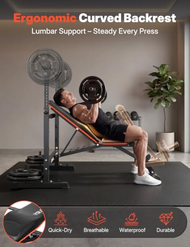 Olympic Weight Bench, Adjustable Bench Press Rack, Foldable 1870LBS - view 6