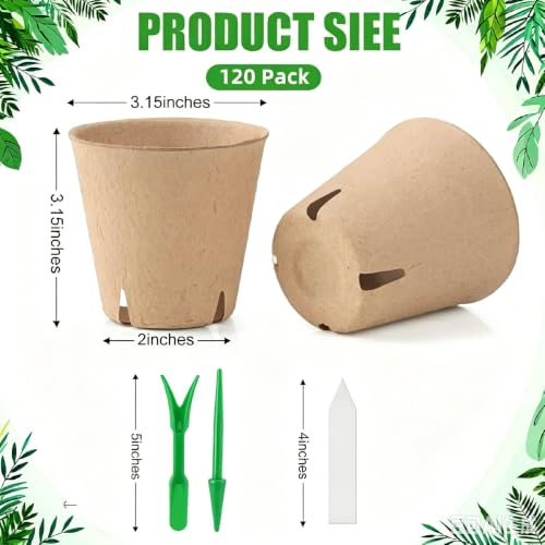 120 Pack 3.15 Inch Peat Pots with 30 Labels and 2 Transplant Tools - view 7