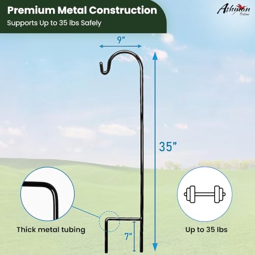 Ashman Shepherds Hook 10 Pack Black, 35 Inches Tall, Made of Premium Metal for Hanging Solar Light, Bird Feeders, Mason Jars, Garden Stake and Wedding Décor. - view 5