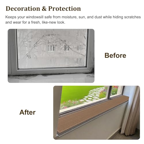 Window Sill Mat Decorative Window Sill Protector for Cats Dogs Plants, Waterproof Windowsill Cushion Cuttable, Bay Window Cover Balcony Window Sill Liner(130x35cm(51x14in)) - view 2