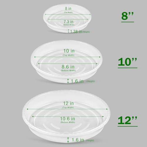 9 Pack Plant Saucers (8inch /10inch /12inch) Heavy Sturdy Plant Trays for Indoor Clear Plastic Flower Pot Saucers Thicker Plant Water Drip Trays for pots -Clear - view 2
