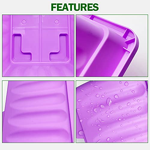 4 Packs 17 Inch Rectangular Window Flower Box Planter with Tray for Balcony, Windowsill, Garden - view 3