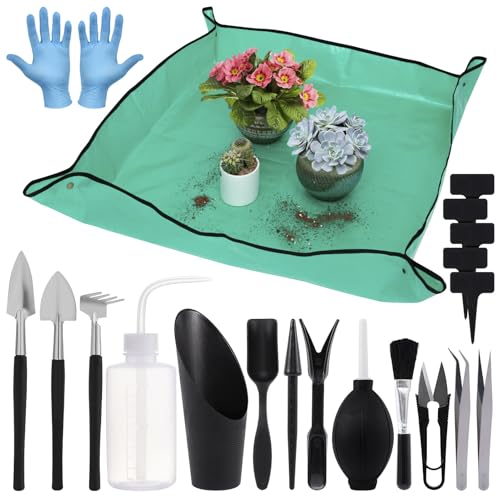20pcs Small Gardening Tools Gifts for Women Beginners, Green
