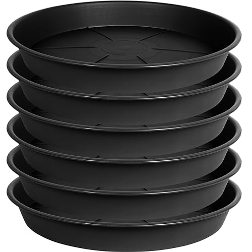 6 Pack of Plant Saucer 4 inch, Heavy Duty Plastic Pot Plant Drip Trays Saucers for Indoors Outdoor,Black