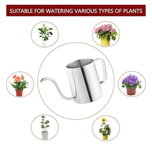 Small Watering Can, 12oz (350ml) Stainless Steel Indoor Watering Can with Long Spout, Mini Watering Can for Houseplants, Desk & Home Plants - view 4