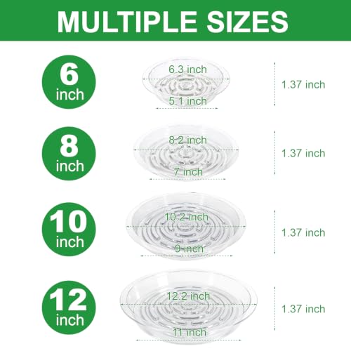 20 Pack Clear Plant Saucers (6/8/10/12 in) – Indoor/Outdoor | Plant Saucer, Plant Trays, Plant Drip Trays, Plant Water Catcher Tray, Plastic Trays for Plants, Flower Pot Saucers. - view 2