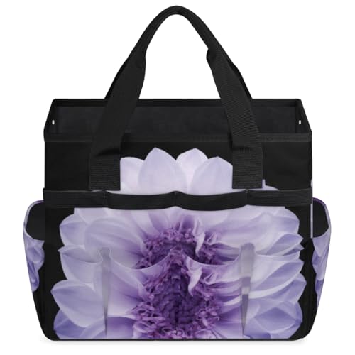 Purple Dahlia Garden Tool Bag Waterproof Gardening Tool Storage Bag with Handle & 10 Pockets Gardening Tote Bag for Women Garden Tool Organizer - view 2