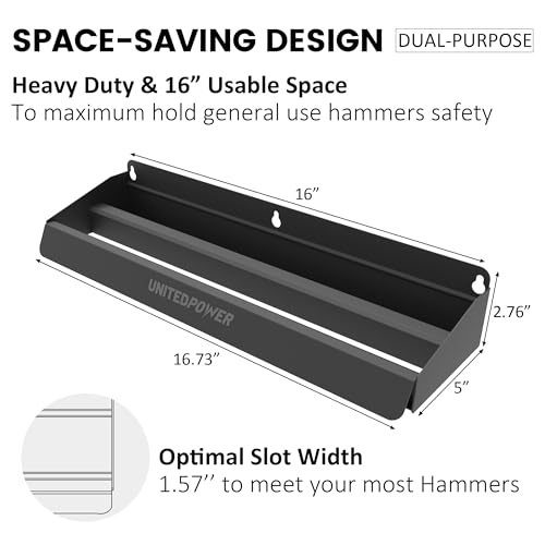 Hammer Holder, Wall Mount Storage Rack Organizer for Workshop, Shed, Garage, Home, Fit Most of Hammer or Small Tools - view 2