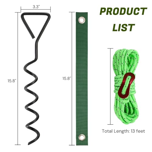 6 Pack Tree Stake Kit, Tree Straightening Kit for Leaning Tree, Spiral Trampoline Anchors High Wind Heavy Duty for Camping Tents, Car Ports, Swing Sets, Canopies, Sheds, 15.8 inches - view 2
