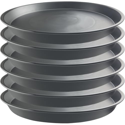 6 Pack 15 Inch Gray Plant Saucers, Heavy Duty PP Trays for Large Pots