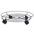 Black Metal Flowerpot Rack with Wheels for Moving Large Pots Outdoors