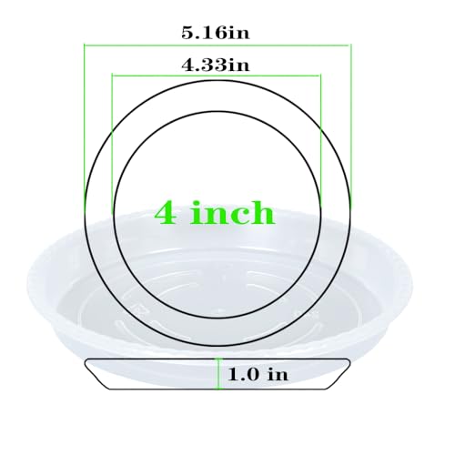 Plant Saucer 6 Pack of 4 6 8 10 12 14 16 inch, Clear Plastic Flower Plant Pot Saucer, Heavy Duty Plant Drip Trays Saucers for Indoor, Plant Water Tray for Planters (4", Clear) - view 2