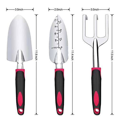Garden Tool Set, 3 Pieces Aluminum Heavy Gardening Kit Including Hand Shovel, Transplant Shovel and Hand Rake with Soft Rubber Non-Slip Handle, Peoplewholovegardeningenjoy apleasant Experience - view 2