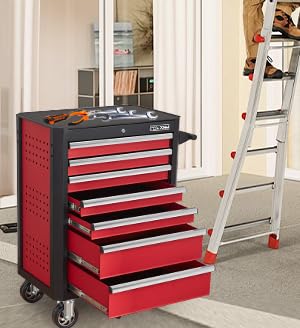 Upgrade 7-Drawer Rolling Tool Chest with Locking Wheels & Drawers, 18.5" D x 27.9" W x 39.5" H Mobile Tool Storage Cabinet, Heavy-Duty Garage Organizer w/Ergonomic Handle - view 2