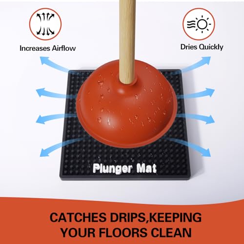 Plunger Tray - Fast-Drying Air Mat for Toilet Plunger Storage - Catches Drips & Moisture, Dries Quickly - Plunger Holder Only - view 2