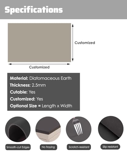 Window Sill Mat 72 Inches Diatomaceous Earth Windowsill Mat, Quick Drying Adjustable Windows Cill Cover, Solid Color Kitchen/Bay Window Cushion(Beige,72x12inch (182x30cm)) - view 6
