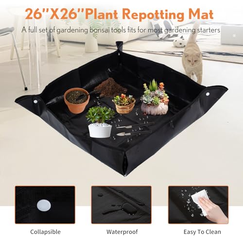 Bonsai Tools Kit 20 Pcs Garden Tools Set for Beginner, Gardening Gift for Women Men, Includes Bonsai Wire Kit, Plant Mat, Pruning Shears, Bonsai Scissors, Succulent Tools in Leather Storage Bag - view 5