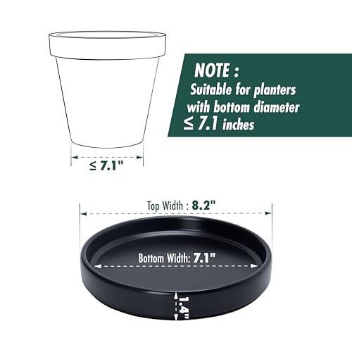 Ceramic Plant Saucer/Drainage Tray, 7.1 in, Black, 97-T-B-3 - view 2