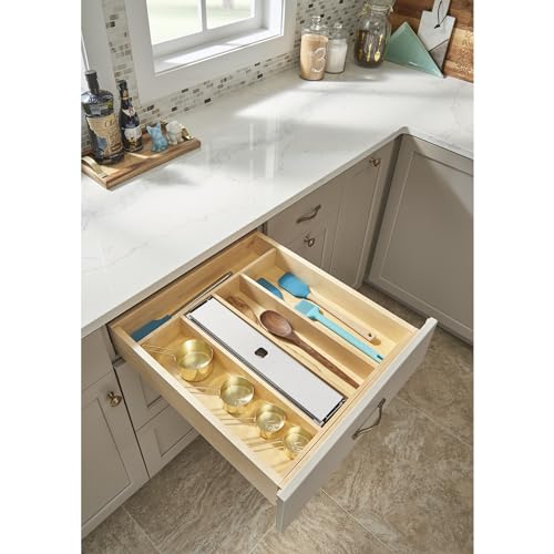 Trim-to-Custom-Fit Wooden Silverware Drawer Divider Organizer - view 2