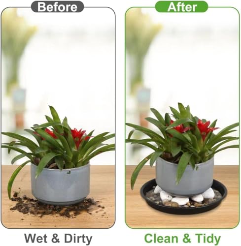 4Pack 12Inch Plastic Drip Trays Plant Saucers for Indoors Outdoor Plant, Thick Heavy Durable Sturdy Flower Pot Trays for Pots Planter, Black… - view 4