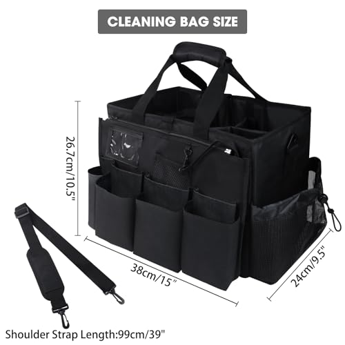 Cleaning Bag Cleaning Caddy Organizer, Wearable Cleaning Caddy with Waist & Handles for Cleaning Tool Organizers, Extra-Large Cleaning Caddy Bag Adjustable Compartments for Housekeeping,Gardening - view 3
