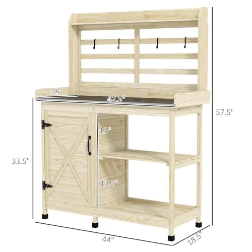 Wooden Potting Bench Garden Workstation for Outdoor Planting Tasks - view 2