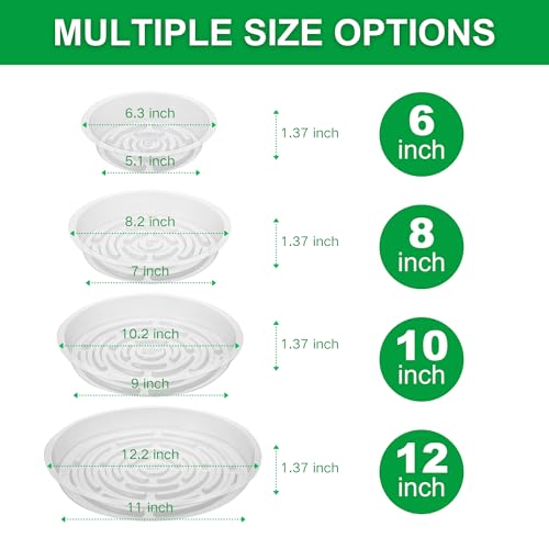 24 Pack Clear Plant Saucers - 6, 8, 10, 12 Inch Plastic Plant Trays for Pots, Flower Pot Saucers, Indoor & Outdoor Planter Drip Tray for Water Drainage & Protection - view 3
