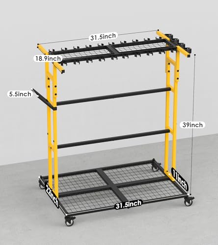Garage Organization with Wheels, Outdoor Gargen Yard Shed Tools Organizer Cart, Home Storage for Cleaning Supplies Organizer, Broom Holder, for Shovel and Rake, Long Farming and Farming Tools. - view 7