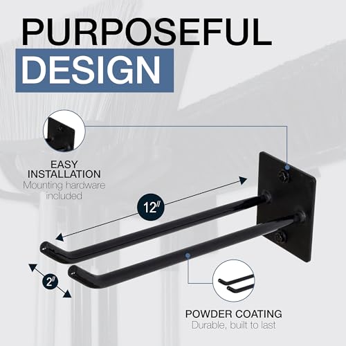 Heavy Duty Ladder Hooks for Garage Wall, Holds 2 Ladders - view 3