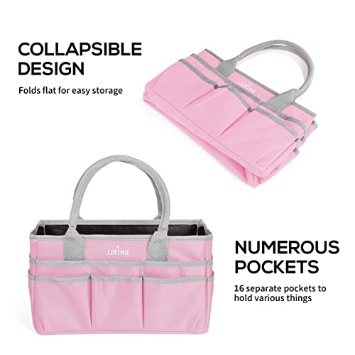 600D Nylon Craft & Art Organizer Tote Bag With Pockets, Pink - view 6