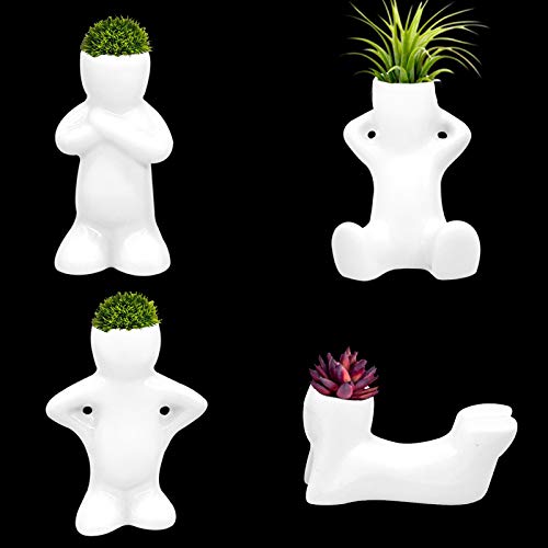 4 Pack Ceramic Air Plant Holder, Cute Air Planter Table Top Display Planters for DIY Planting Home Office Decoration Supplies