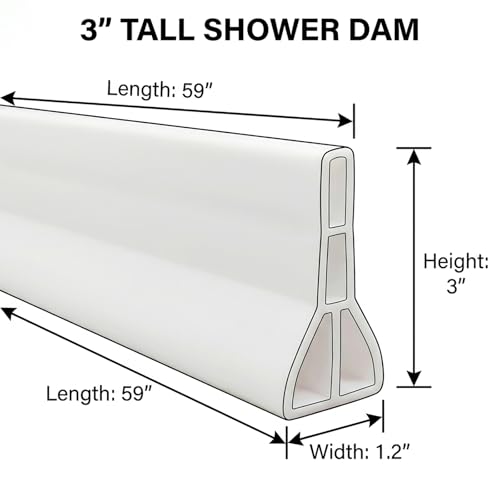 3" High Collapsible Shower Threshold Water Dam 39in Shower Water Splash Guard Shower Barrier Water Stopper To Keep Water In Shower Dry And Wet Bathroom - view 3