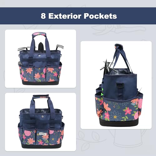 Hard Bottom Floral Garden Tool Tote Bag with Shoulder Strap - view 5