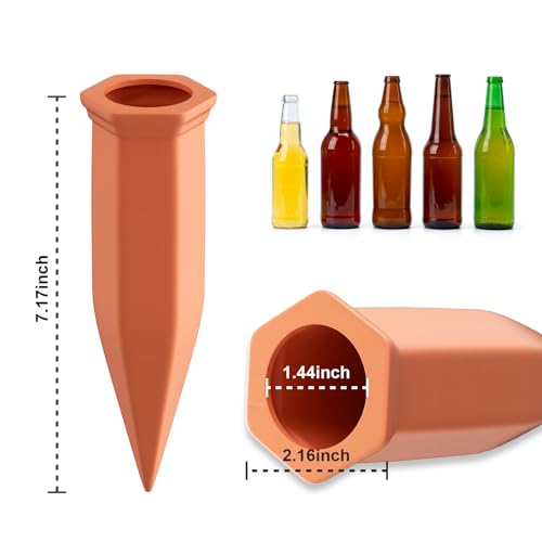 16 Pack Terracotta Plant Watering Spikes, Self-Watering Stakes for Wine Bottles, Porous Clay, Reusable (Red A) - view 2