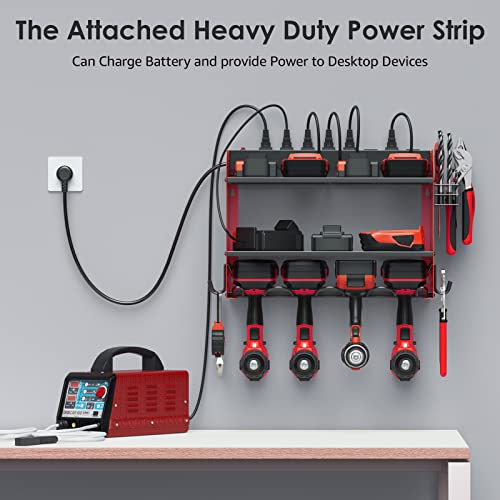Wall Mount Modular Tool Charging Organizer, Red, 1 Pack, 3 Tier. - view 3