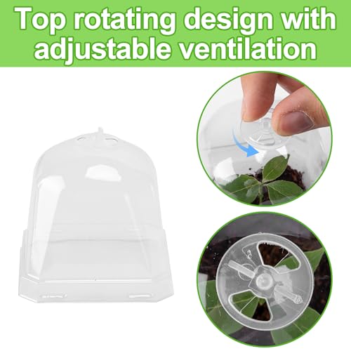 10 Packs Clear Plant Nursery Pot with Humidity Dome, Plastic Gardening Pot - view 3
