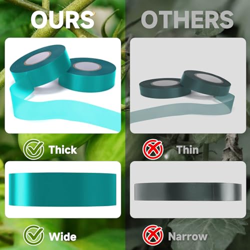 Stretch Tie Tape Roll, 1" 150ft Garden Tie Tape Reusable Garden Plant Ties Thick Sturdy Plant Ribbon Garden Green Vinyl Stake Gardening Tools for Indoor Outdoor Patio Plant Use - view 4