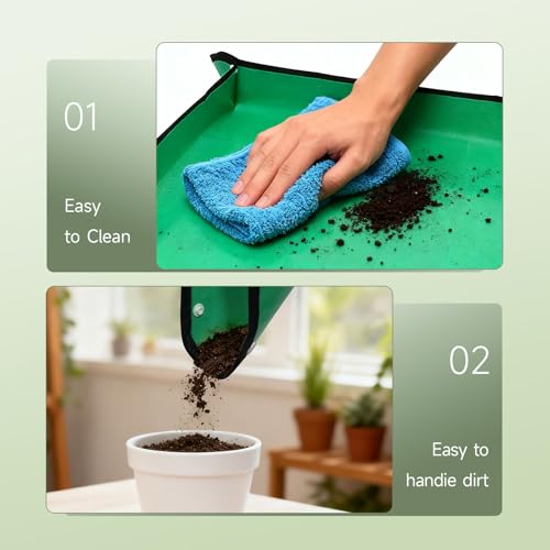26" x 26" Repotting Mat for Indoor Plants - Waterproof Plant Potting Tray, Portable Gardening Mat for Succulents Soil Mess Control - view 5