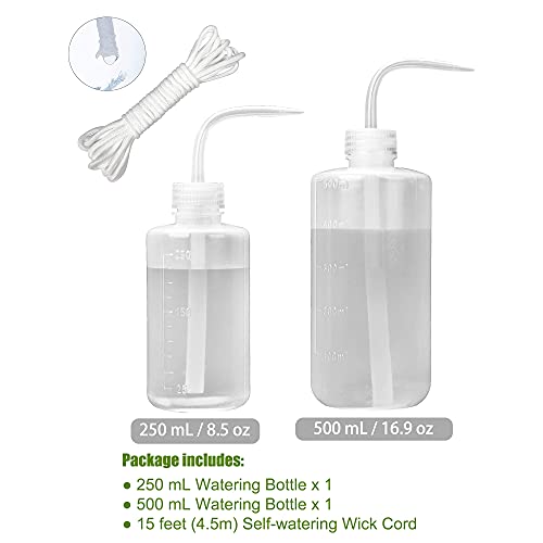 Small Watering can for Indoor Plants, Squeeze Wash Bottle for Succulent Watering, Irrigation Bottle for Plant Watering, Rinse Bottle for Tattoo, Eyelash, Eye wash, Lab, 250ML+500ML/8OZ+17OZ - view 5
