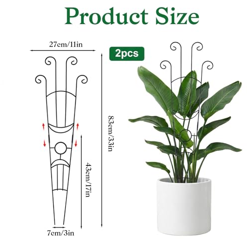 2 Pack 33 In Adjustable Plant Trellis for Climbing Plants Indoor Thickened Rust-Proof Metal Climbing Support Expandable 15-30 Inch Indoor Outdoor Garden Trellis for Pothos Ivy Monstera with Plant Ties - view 3