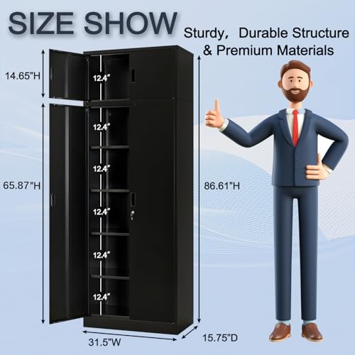 Metal Storage Cabinet, 87 Inch Tall Metal Storage Cabinet with Doors and Shelves, Pantry Cabinets for Kitchen Storage, Garage Cabinet for Living, Dining Room, Assemble Required - view 3