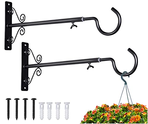 Bird Feeder Hanger 16-24", Adjustable Hanging Plant Brackets, Black