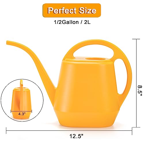 Watering Can, 1/2 Gallon Plastic Watering Cans with Comfortable Handle, Small Garden Watering Cans Long Spout for Indoor Outdoor Watering Plants, Yellow - view 2