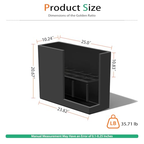 Rectangular Planter Box for Outdoor Plants, Large Tall Resin Garden Pots for Front Porch, Patio, Indoor (Black, 25 x 21 inch) - view 2