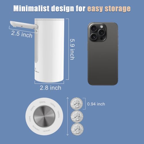 Water Dispenser Pump Bottles: Water Bottles 1-5 Gallons, Electric Water Dispenser USB Charging, White - view 5