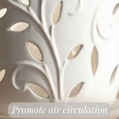 Ceramic Orchid Pots 5+6 Inch White with Drainage Holes & Tray, Breathable Airflow, Indoor & Outdoor - view 3