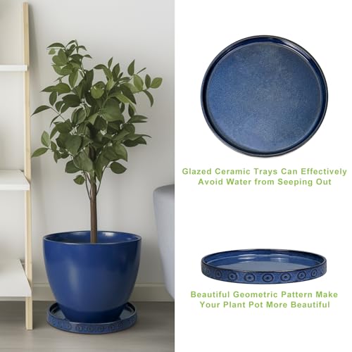 2 Pack 5.6 Inch Flower Pot Saucers, Plant Water Catcher Tray for Indoor Outdoors, Round Plants Plates to Catch Water, Boho Plants Dishes to Catch Water, Decorative Planter Tray, Blue - view 5